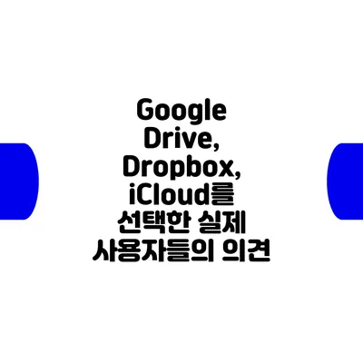 Google Drive, Dropbox, iCloud를 선택한 실제 사용자들의 의견