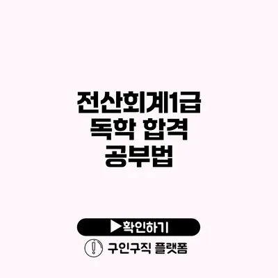전산회계1급 독학 합격 공부법 전산회계1급 독학 합격 공부법