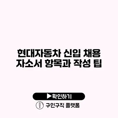 현대자동차 신입 채용: 자소서 항목과 작성 팁
