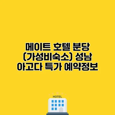 메이트 호텔 분당 (가성비숙소) 성남 아고다 특가 예약정보