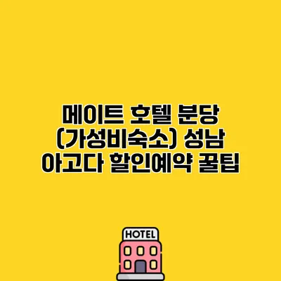 메이트 호텔 분당 (가성비숙소) 성남 아고다 할인예약 꿀팁