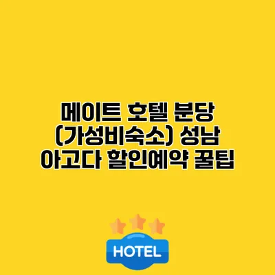 메이트 호텔 분당 (가성비숙소) 성남 아고다 할인예약 꿀팁