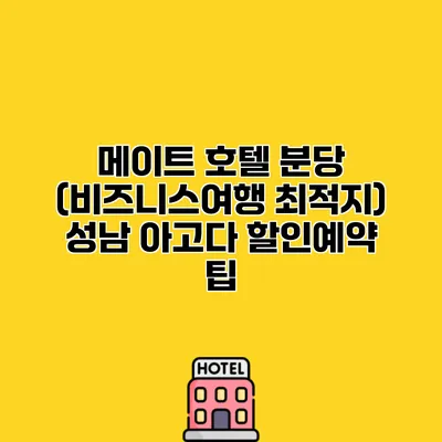메이트 호텔 분당 (비즈니스여행 최적지) 성남 아고다 할인예약 팁