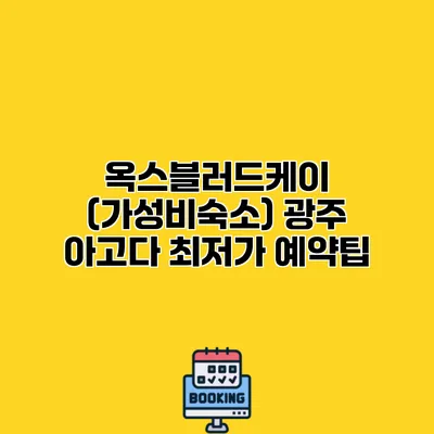 옥스블러드케이 (가성비숙소) 광주 아고다 최저가 예약팁