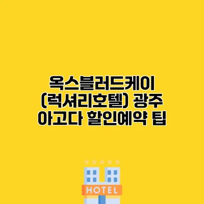 옥스블러드케이 (럭셔리호텔) 광주 아고다 할인예약 팁